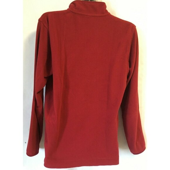Uniqlo Women Fleece Jacket Sweater 1/4 Zip Size M Burgundy Lightweight Pullover - Picture 2 of 8